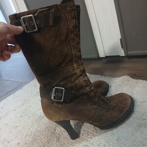 Steve Madden Dark Brown Suede Heeled Boots